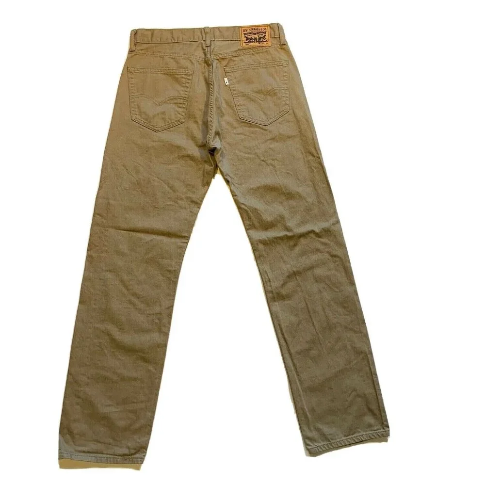Levi's 505 Jeans Mens 34x34 Regular Fit Straight Leg‎ Khaki Cotton White Tab